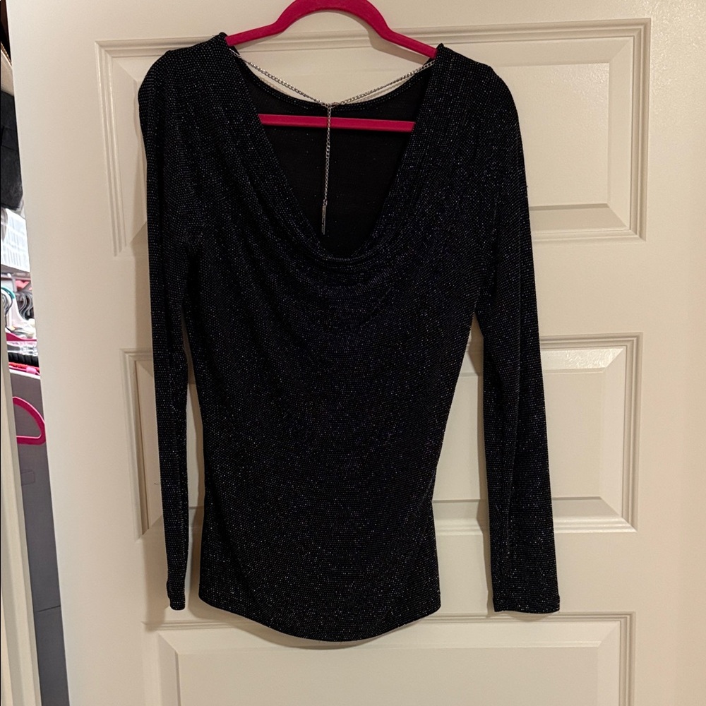 MICHAEL Michael Kors Black Sparkle Long Sleeve Blouse - Picture 2 of 3